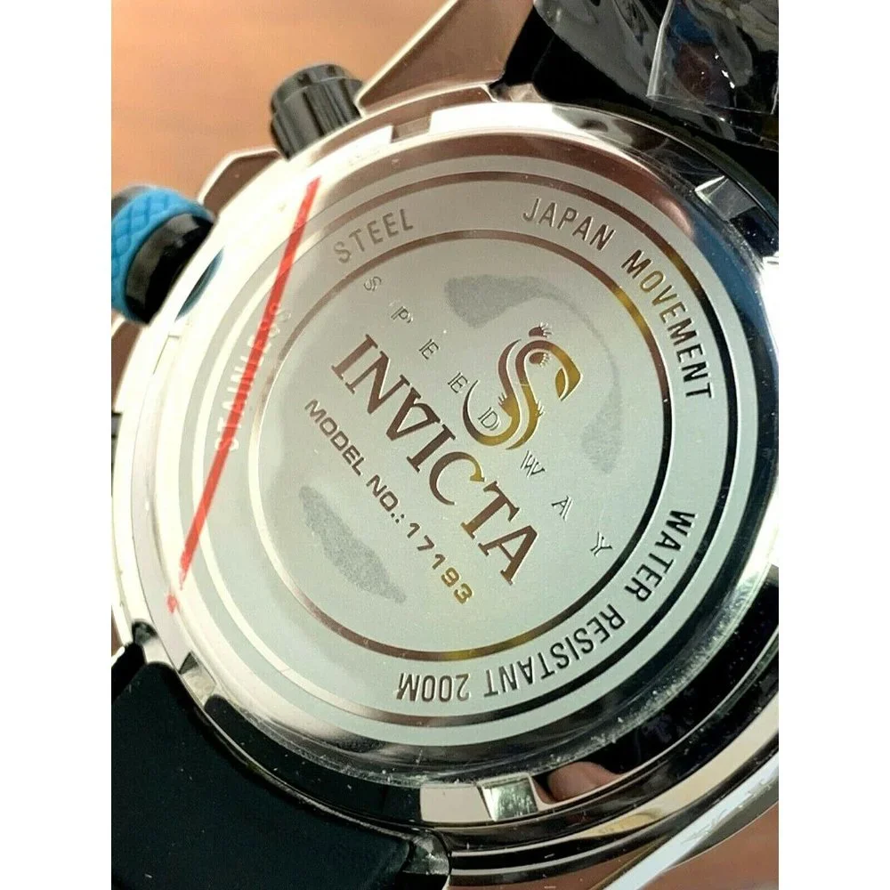 Invicta Men's Watch 17193 Speedway Chronograph Quartz Blue Black Rubber Band - Picture 6 of 12